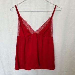 *SOLD*Red Lace Trim Babydoll Cami